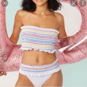 White Smocked Bandeau Bikini